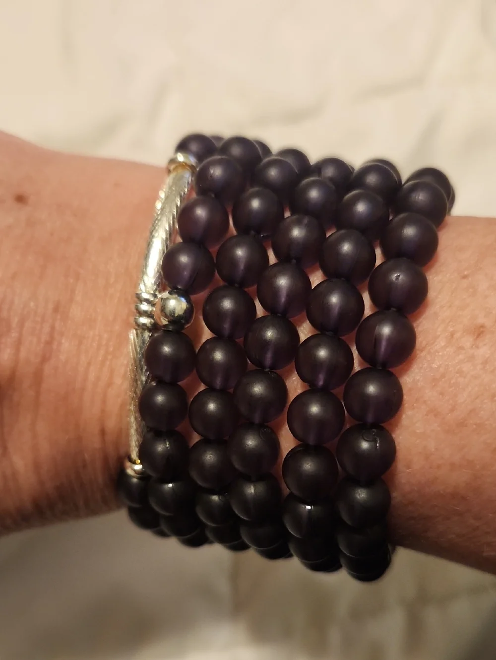 Jewelry Set Black Beaded with Silver Accents - Picture 1 of 5